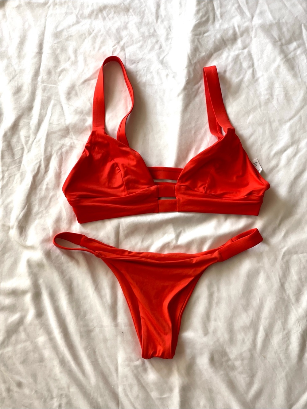 Vitamin A Swim Women's Orange Bikini Set - Sleek Two-Piece Swimwear M/L